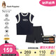 暇步士（Hush Puppies）童裝兒童背心套裝25夏男大童短袖短褲假兩件套裝 藏藍(lán)  110 