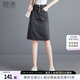 她池A字牛仔短裙2025春夏新款女裝時尚高腰活力開叉半身裙