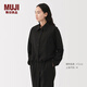 無(wú)印良品（MUJI）女式 易干 彈力泡泡紗 襯衫式夾克 女裝外套25年春夏上衣BD101A5S 黑色 M （160/84A）