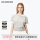 ANN ANDELMAN【明星同款】假兩件T恤拼接短袖簡約雙領(lǐng)修身打底衫 灰色 S