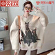 SNYDER WEAR美式衛衣女2025新款秋季衛衣韓系百搭寬松休閑長(cháng)袖衛衣慵懶上衣女 卡其色-薄款 S 建議85-100斤