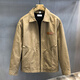 GUANGAN AEPE山系復古純棉重磅水洗底特律工裝夾克男裝2024新款秋季美式外套男 卡其 純棉寬松版型 L 建議130-145斤