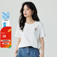茵曼（INMAN）純棉舒適女裝logo繡花短袖t恤女時尚百搭休閑2025夏季新品上衣 米白色全棉-F18525135 M