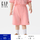 GAP女幼童2025夏季新款小熊刺繡松緊腰針織短褲寬松兒童裝761978