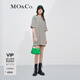 MO&Co.愛心織嘜刺繡落肩條紋短袖連衣裙氣質(zhì)高端裙子女摩安珂 杏黑條-第2批 S 160