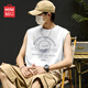 名創(chuàng)優(yōu)品（MINISO）美式復(fù)古無袖背心男夏季純棉透氣吸汗潮牌ins風(fēng)寬松坎肩 白 M