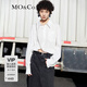 MO&Co.夏季LOGO刺繡解構(gòu)不規(guī)則短款襯衣MBB2TOPT02moco 本白色 M 165