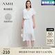 AMII七夕禮物2025夏新款極簡(jiǎn)通勤優(yōu)雅純色不對(duì)稱設(shè)計(jì)感蕩領(lǐng)合體中長(zhǎng)連 米白 L