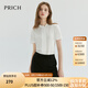 PRICH氣質簡約半高領短袖襯衫2024夏季新款修身通勤知性上衣女 39象牙白色 XL 170