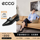 愛步（ECCO）穆勒鞋女 尖頭單鞋淺口粗跟皮鞋 型塑214243 黑色21424301001（羊皮革） 38