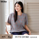 MsShe【設(shè)計(jì)感重工燒花】大碼女裝2025夏裝胖mm巨顯瘦時(shí)髦短袖T恤 深灰色現(xiàn)貨 2XL