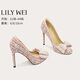 Lily Wei【溫妤】小香風(fēng)蝴蝶結(jié)高跟鞋氣質(zhì)一腳蹬配裙子單鞋大碼 豆沙粉【跟高10cm】 36