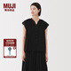 無印良品（MUJI）強捻 法國袖罩衫 短袖上衣女款女裝純棉25年夏季 BC2MMC5S 黑色 M (160/84A)