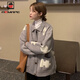 AEMAPE2025秋季新款復(fù)古韓版加厚毛衣外套女學(xué)生慵懶風(fēng)寬松針織開衫上衣 灰色 M