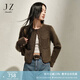 玖姿·安娜蔻優(yōu)雅小香風知性羊毛圓領(lǐng)寬松開衫針織衫女2025春季新款 墨綠 S