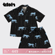 野獸派家居（tbh）Z系列天絲棉條紋家居服套裝男女同款家居服套裝 黑豹睡衣 短款XL