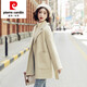 皮爾卡丹（pierre cardin）高端雙面羊絨大衣女新款2025年秋冬季保暖西裝領(lǐng)系帶休閑呢子外套 米卡其 S 90-110斤