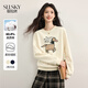 熙世界（sllsky）美式慵懶chic刺繡衛衣秋季2025新款個(gè)性時(shí)尚套頭圓領(lǐng)上衣 奶油杏 S