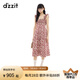 DZZIT地素連衣裙2025夏季新款法式碎花荷葉邊無(wú)袖裙子女3J2O3276P 大紅色（無(wú)袖） S