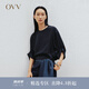OVV【重磅真絲】2024春夏新款女裝18MM雙縐燈籠袖圓領(lǐng)T恤 藏青09 XL