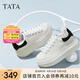 他她（TATA）小白鞋2025夏季新款奶油泡泡厚底女鞋增高松糕鞋板鞋 白/黑 36