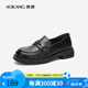 奧康（Aokang）官方女鞋 2024春季新款純色英倫風(fēng)厚底樂福鞋豆豆鞋商場(chǎng)同款 1242324042黑色 38