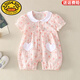 G.DUCKKIDS嬰兒衣服夏裝新生女寶寶連體衣滿月公主哈衣百天碎花夏季超萌爬服 粉色 73cm 建議6-9個(gè)月