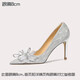 Lily Wei【怦然心動(dòng)】法式高跟鞋仙女水晶婚鞋細(xì)跟尖頭蝴蝶結(jié)新娘單鞋