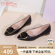 金利來（goldlion）女鞋淺口一腳蹬尖頭平底鞋通勤工作單鞋女-66111005301P-黑色-37