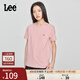 Lee標準版圓領(lǐng)字母印花Logo日常男女同款短袖T恤日常休閑潮流 粉色（尺碼偏大，拍小一碼） M