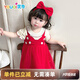 優(yōu)奇嬰兒衣服女寶寶夏季超薄短袖連體衣裙女童百天紅色喜慶周歲禮服裙