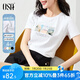 歐莎（OSA）白色短款T恤女士夏季新款衣服短袖印花顯瘦正肩上衣體恤修身 白色 L