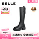 百麗（Belle）七夕禮物美拉德風(fēng)騎士靴女商場(chǎng)同款高跟高筒靴A6Y1DDG3 黑色-絨里 36 (230mm)