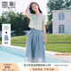 香影夏日絕美小套裝裙女2025夏季新款萊賽爾天絲藍色半身裙兩件套 航線藍 S 155/80A/85-95斤