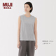 無印良品（MUJI）女式 天竺編織 無袖T恤 上衣打底衫女款內(nèi)搭背心 坎肩 25年夏季 灰色 M (160/84A)