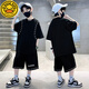 G.DUCKIDS男童夏裝套裝2025新款兒童裝夏季夏款中大童薄款運(yùn)動男孩酷帥氣潮 黑色 120 cm