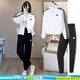 阿迪達(dá)斯（adidas）運(yùn)動(dòng)套裝女 2025新款秋季梭織連帽外套束腳長褲子跑步健身兩件套 白色/JZ2161+JI8313 L