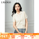 lagogo甜美娃娃領(lǐng)鏤空短袖針織衫女拉谷谷2025年春夏新款純棉上衣 米黃色 M
