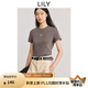LILY2025春新款簡(jiǎn)約基礎(chǔ)百搭通勤修身圓領(lǐng)咖啡色短袖T恤女短上衣 710咖啡 M
