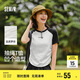 森馬（Semir）短袖t恤女修身正肩側(cè)邊抽身夏季上衣插肩袖印花101324100003