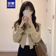 羅蒙（ROMON）卡其色不規(guī)則短款外套女春秋季2025新款小個(gè)子夾克開(kāi)衫長(zhǎng)袖上衣 卡其色 M -90-105斤拍