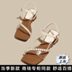 CARESS & KUDOS商場(chǎng)同款小ck法式一字帶涼鞋女2025新款夏季外穿不累腳涼鞋 米色 35