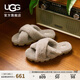 UGG春季女士時尚舒適純色輕便交叉帶厚底露趾休閑毛毛拖鞋1107955 GOA | 山羊棕色 38