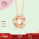 周生生七夕禮物18K玫瑰金小圓珠雙環(huán)彩金項(xiàng)鏈女款91979N47厘米