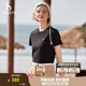 哈吉斯（HAZZYS）女裝 夏季女士【3A抗菌】PHIZ圓領(lǐng)休閑簡(jiǎn)約短袖T恤女 黑色BK (160/84A 38) M