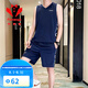 梵奧格高端運(yùn)動(dòng)品牌夏季運(yùn)動(dòng)套裝男士晨跑跑步健身運(yùn)動(dòng)服休閑寬松背心短褲大碼籃球服 669藏藍(lán)色 2XL-建議160-180斤