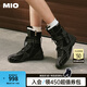 MIO歐陽娣娣|羅予彤同款米奧高幫賽車女2025新款拳擊馬丁靴綁帶長(zhǎng)靴 黑色 35 (225mm)