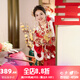 泰勒馬丁秀禾服新娘婚紗2025新款紅色馬面裙三件套秋冬款訂婚敬酒服禮服 S2327-三件套 均碼