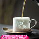 唐豐玲瓏瓷茶杯咖啡杯蝶帶勺羊脂玉白瓷馬克杯辦公室下午茶泡茶杯子 玲瓏瓷馬克杯-荷花