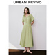 UR夏季新款女時(shí)尚優(yōu)雅氣質(zhì)溫柔風(fēng)后拉鏈連衣裙UWH740040 卡其綠 M